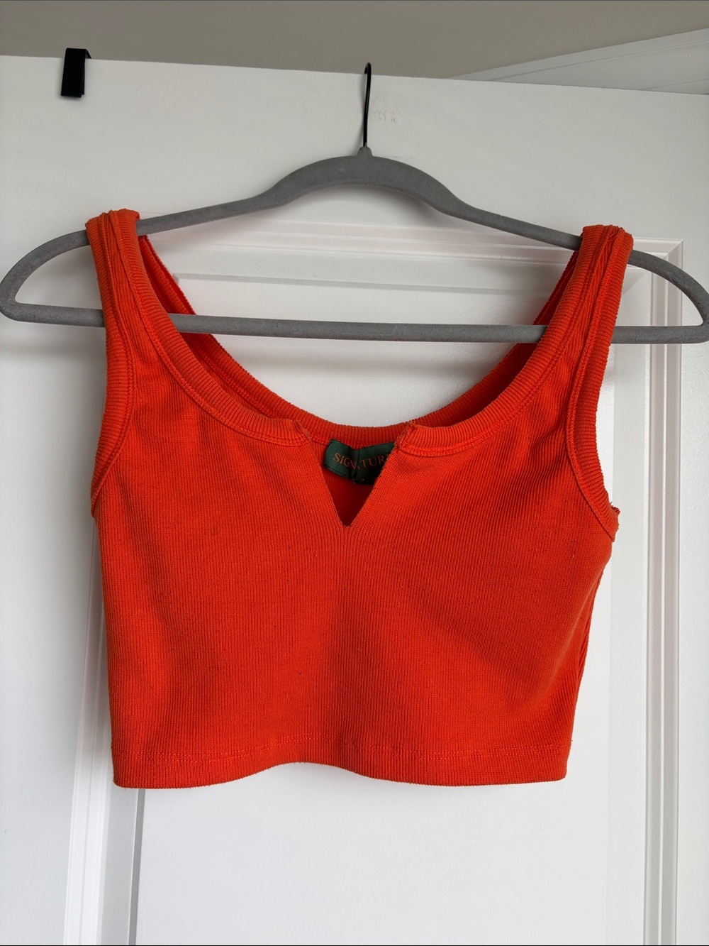 Signature Bright Orange Cropped Scoop Tank
